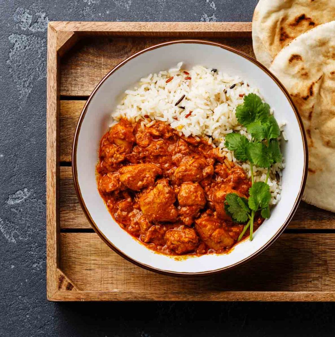 Chicken Tikka Masala Spicy Curry Meat Food With Rice